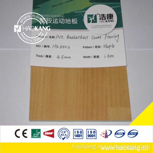 Anti slip indoor Basketball court pvc floor